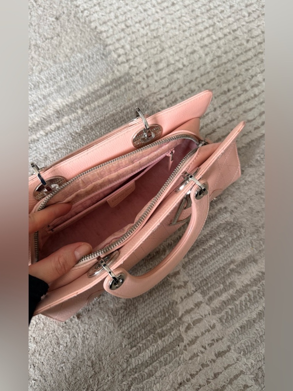 Vintage Original DIOR Lady D-Joy Pink Leather Handbag - Picture 6 of 13
